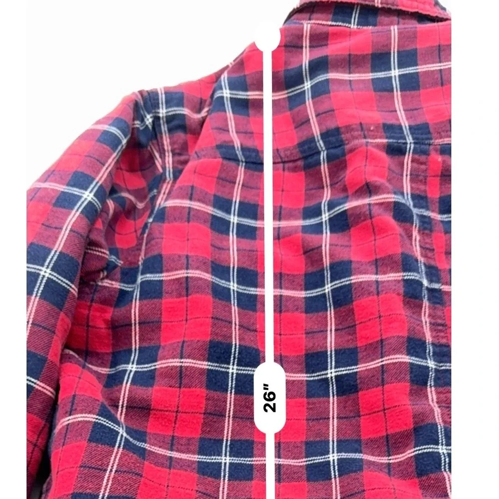 Club Room Mens Shirt Jacket XL Red Blue Plaid Quilted Lined Flannel Cotton Blend